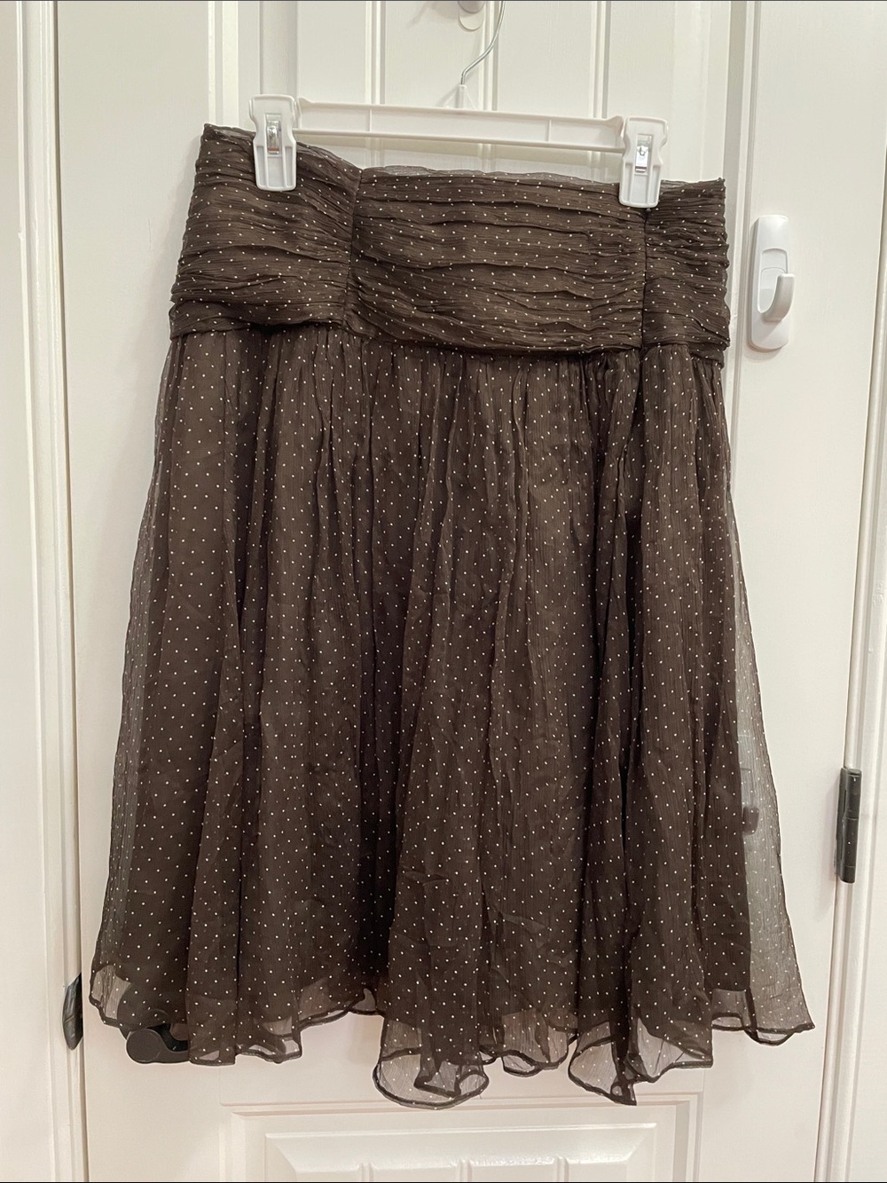 Zara Brown Polka Dot Silk Skater Skirt